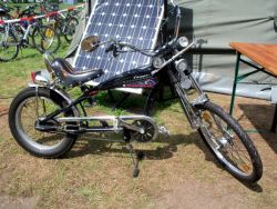 Unser Chopperfahrrad mit Blinker, Sirene und Blaulicht.